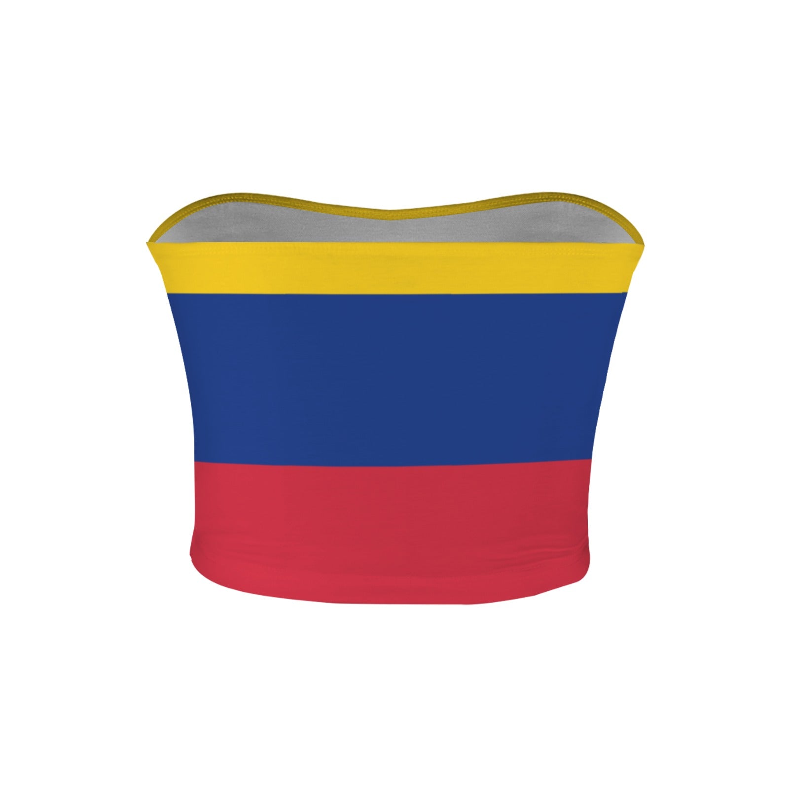 [Brand] Colombian flag tube top with yellow, blue, red stripes.
