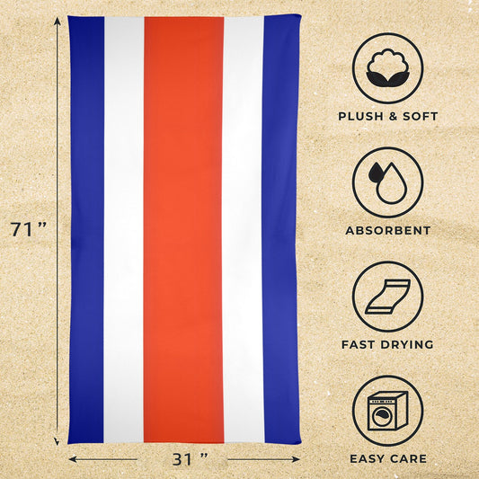 Costa Rica Flag Beach Towel 31"x71" (Made in USA)