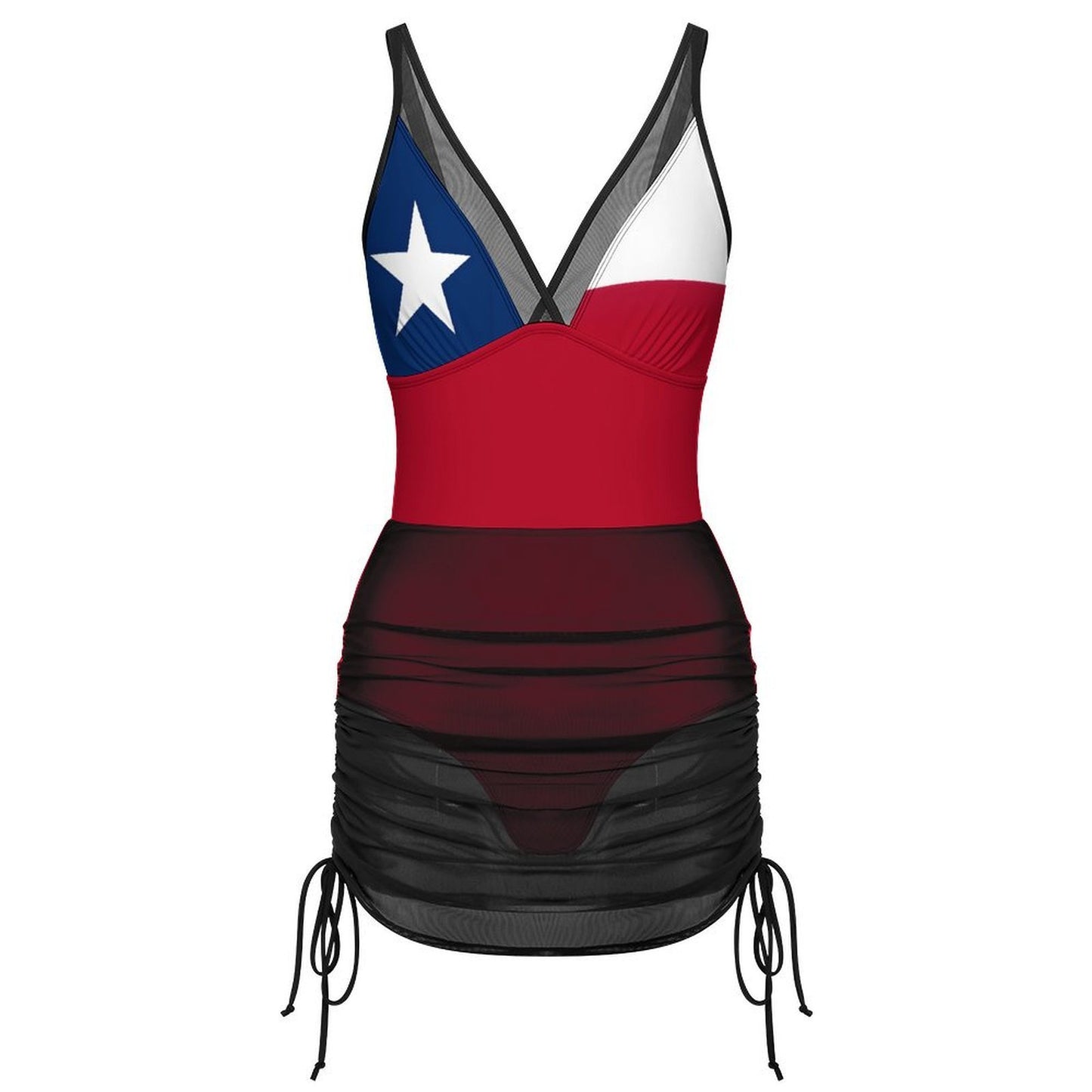 Texas Flag Inspired Women's Mesh Plunge One-Piece Swimsuit