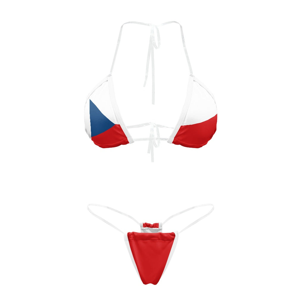 Czechia Flag Inspired Transparent String Bikini