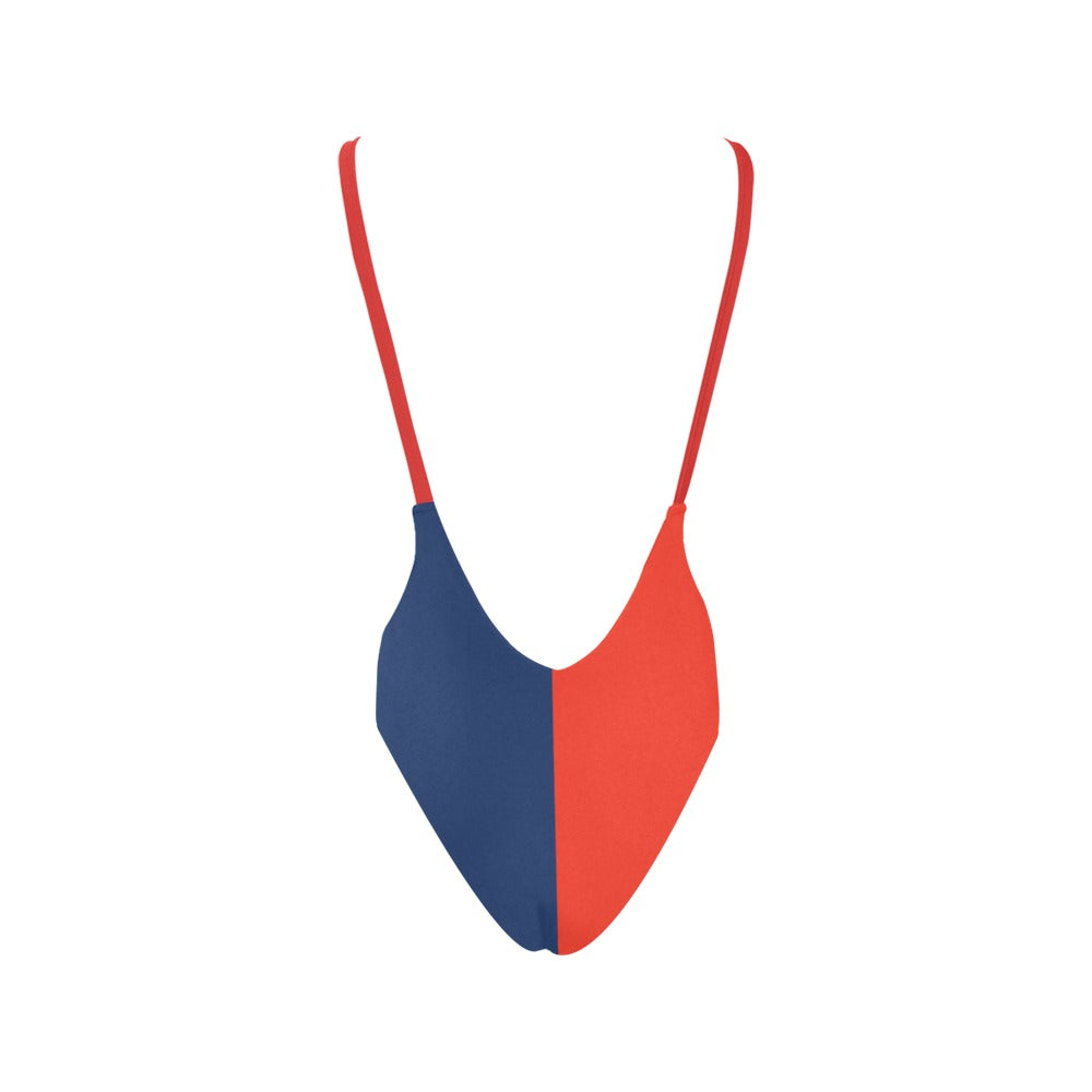 Tennessee Flag Inspired Women's V-Neck Backless Swimsuit