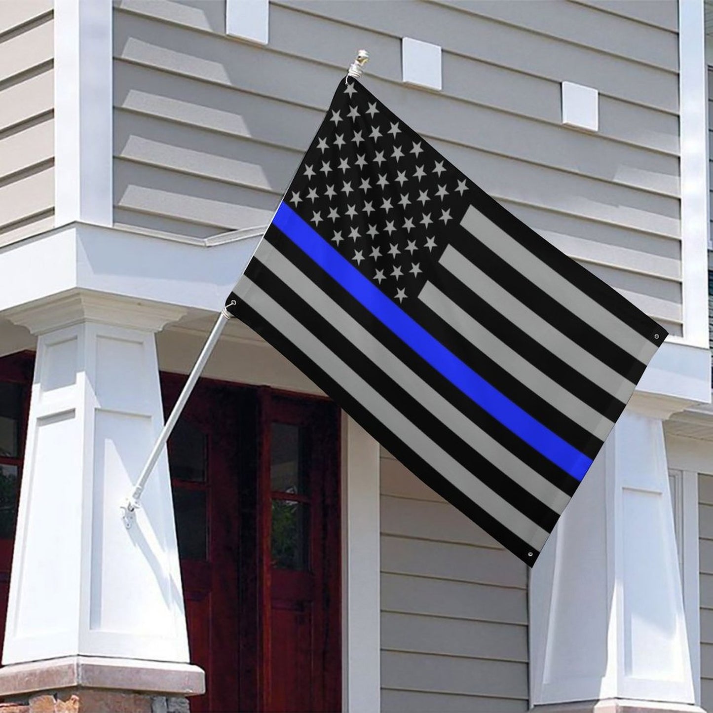 Thin Blue Line Flag Inspired (subdued) Wall Mount Flag with Four Grommets (35x59 in)