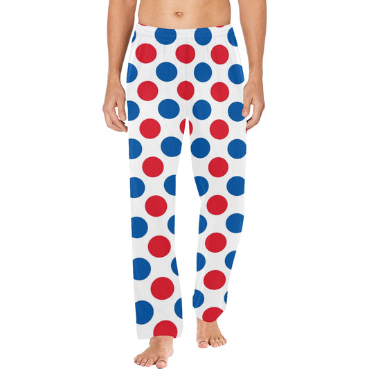 USA/American Flag Inspired Polka Dot Pattern Men’s Pajama Trousers with Pockets (Made in the USA)