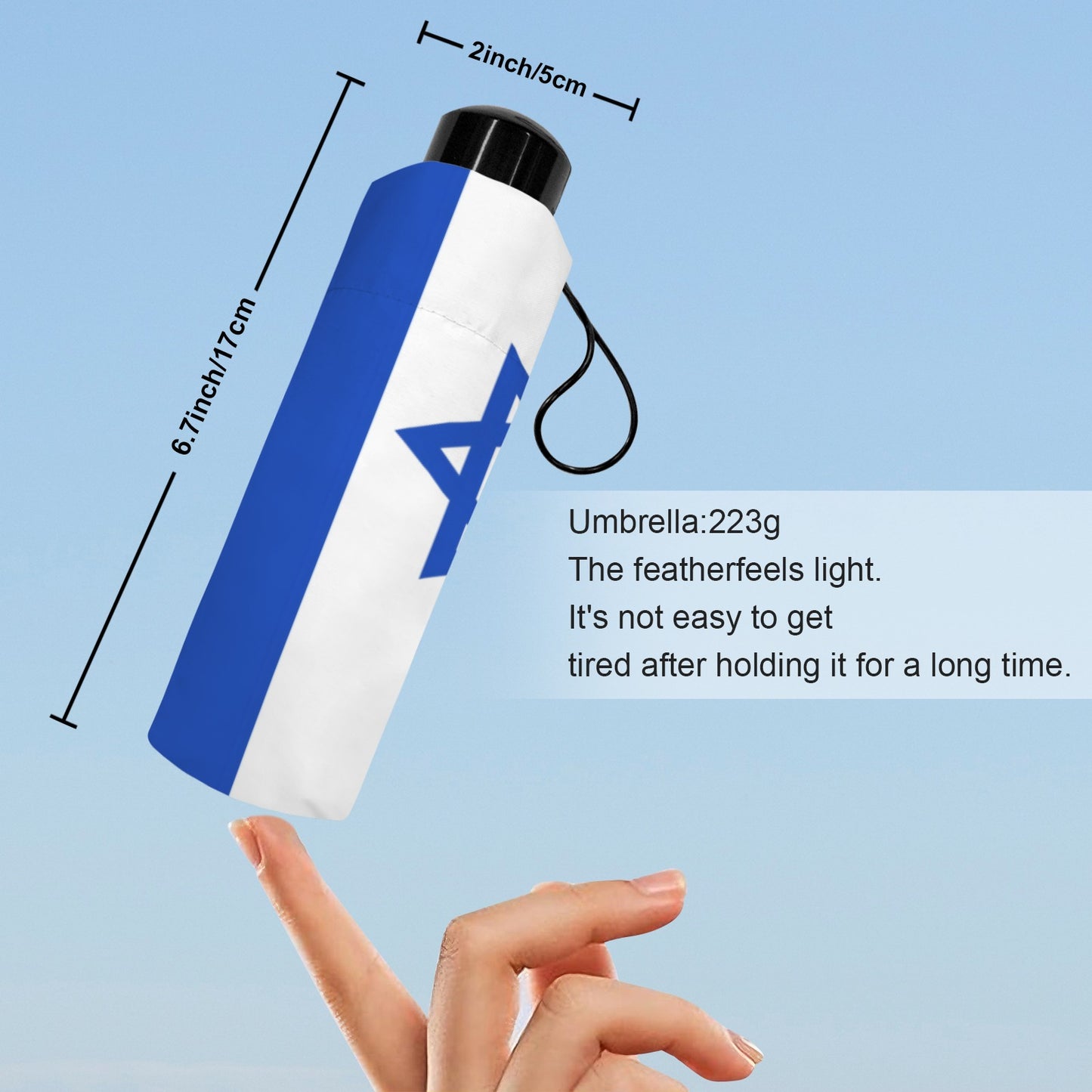 Israel Flag Inspired Mini Compact Umbrella