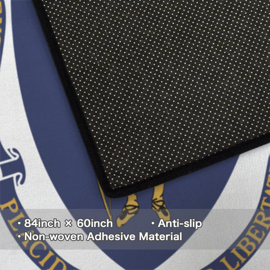 Massachusetts Flag Inspired 84x60 Inch Area Rug with Black Binding (Made in the USA)