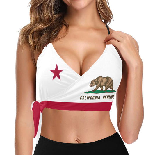 California Flag Inspired Knot Side Bikini Top