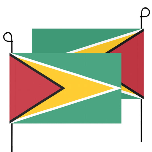 Two Guyana flags on poles, by Luv My Flag.
