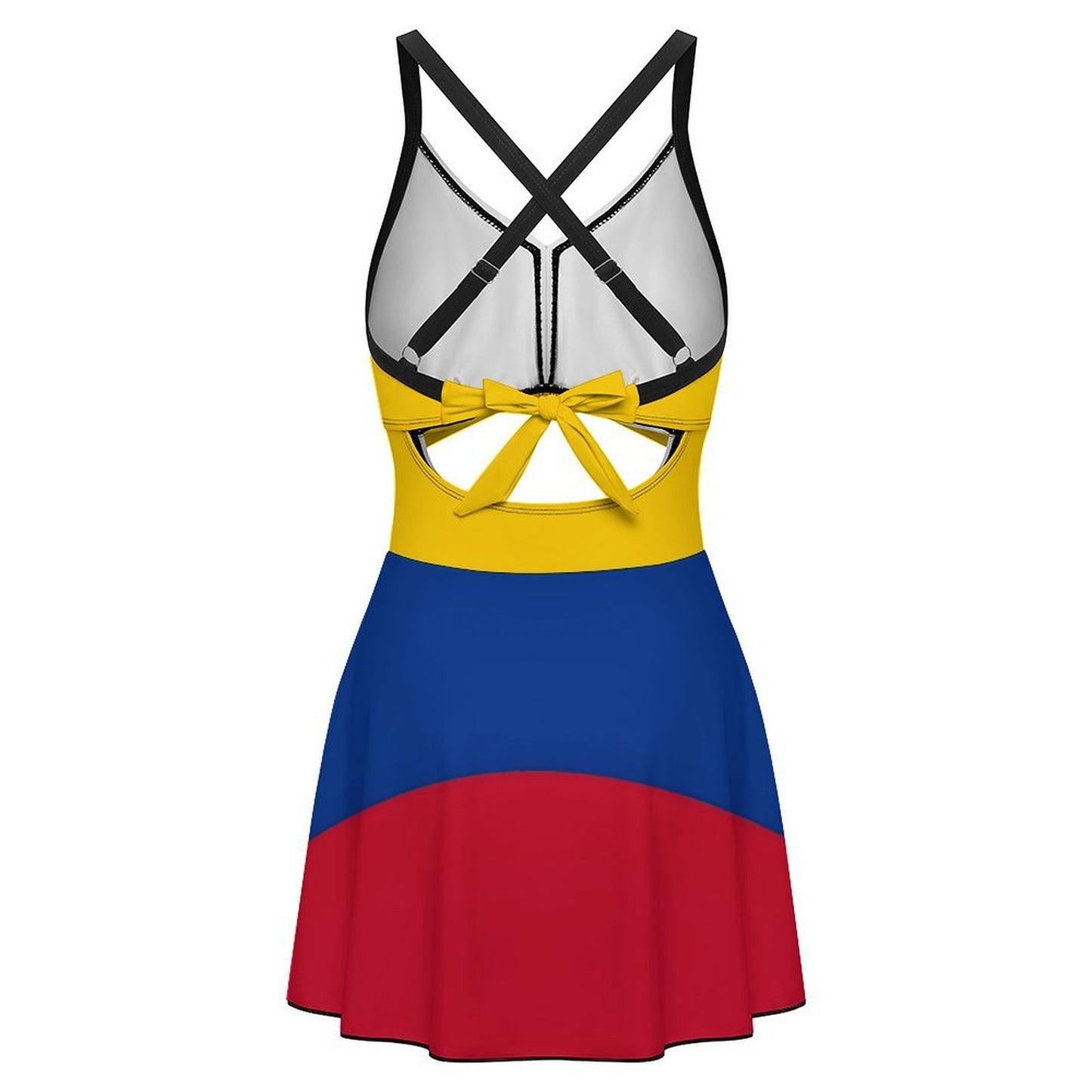Colombia Flag Inspired Women's V-neck One-piece Swimsuit with Cutout
