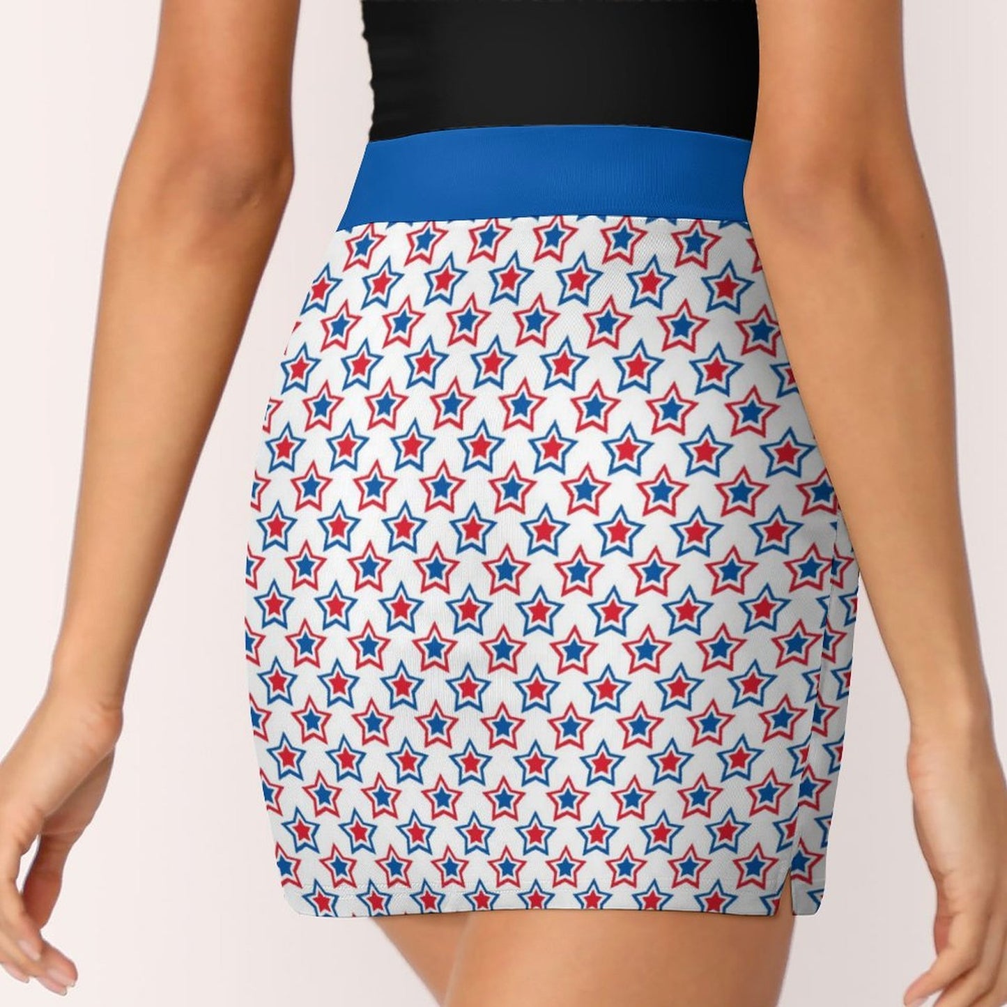 USA/American Flag Inspired Blue & Red Stars Pattern Women’s Skort with Pocket