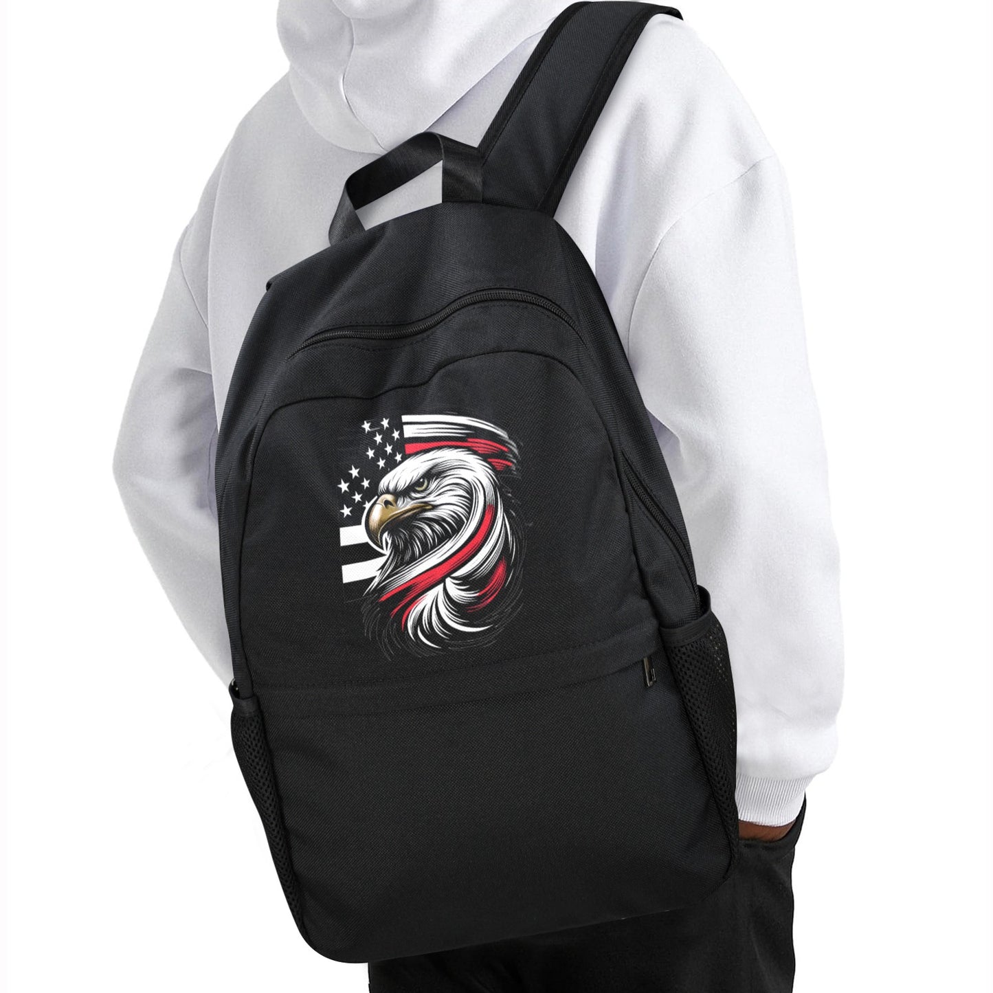 Thin Red Line Flag Inspired Eagle Casual Backpack Printed in the USA