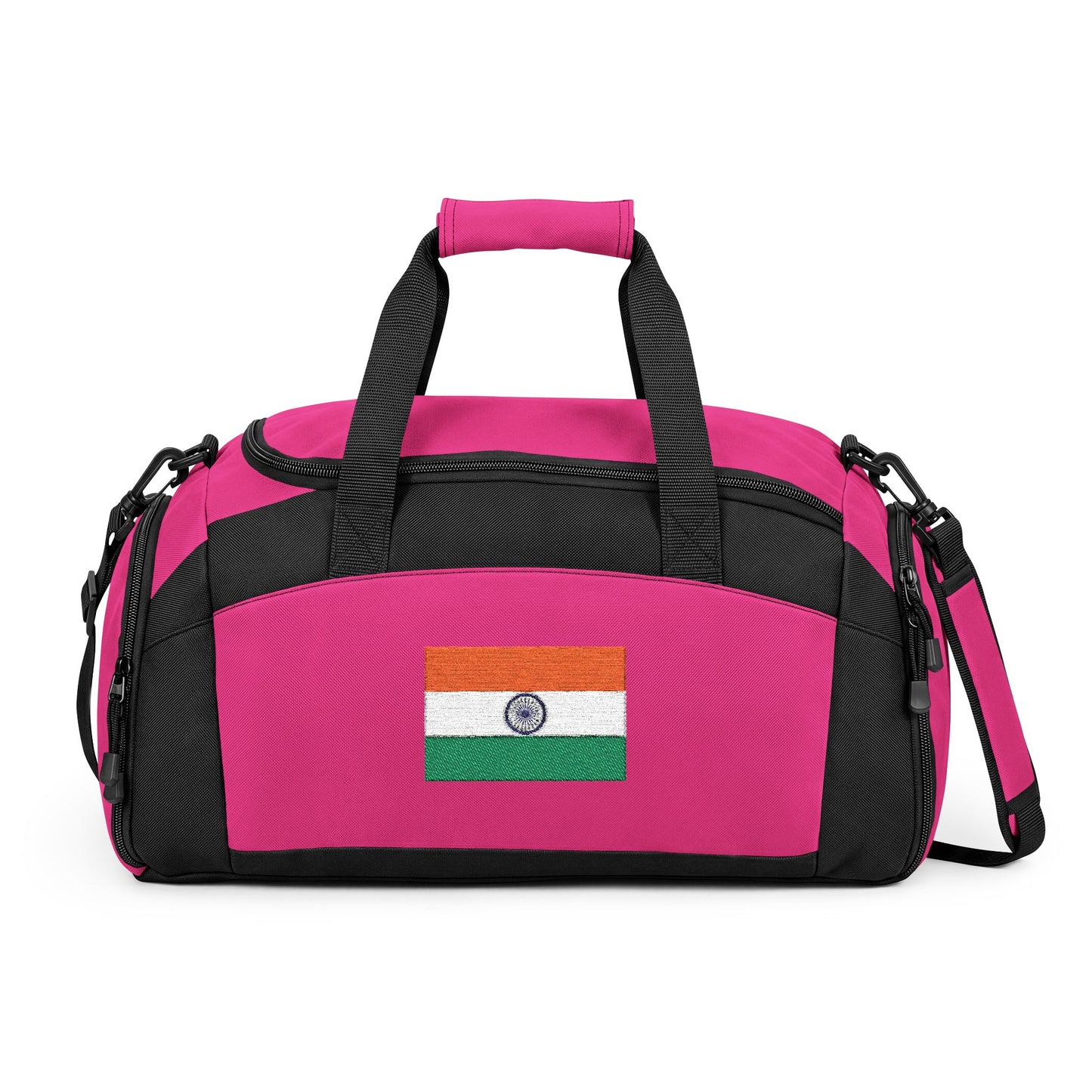 India Flag Gym Bag — Black Duffle with Embroidered India Flag