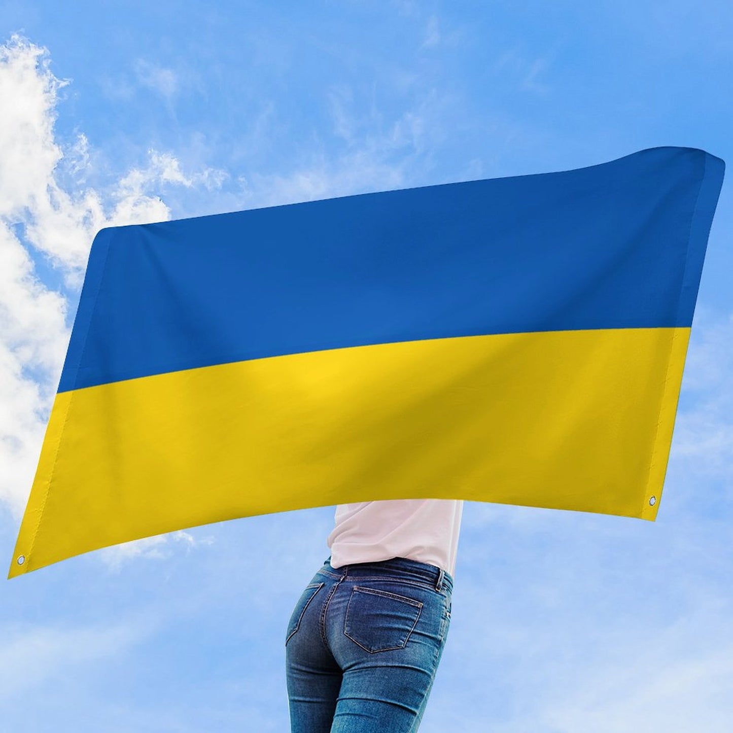 Ukraine Flag Inspired Wall Mount Flag with Four Grommets (35x59 in)