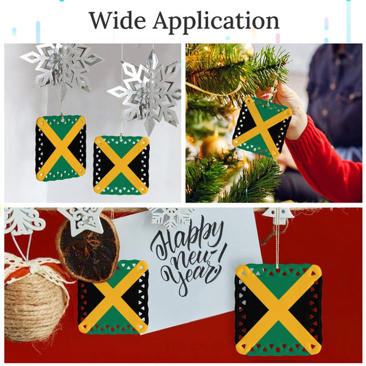Jamaica Flag Inspired Square Ceramic Ornament Made in the USA