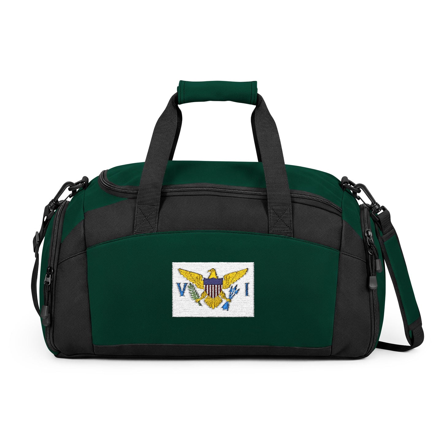 Virgin Islands (US)  Flag Gym Bag — Black Duffle with Embroidered Virgin Islands (US) Flag