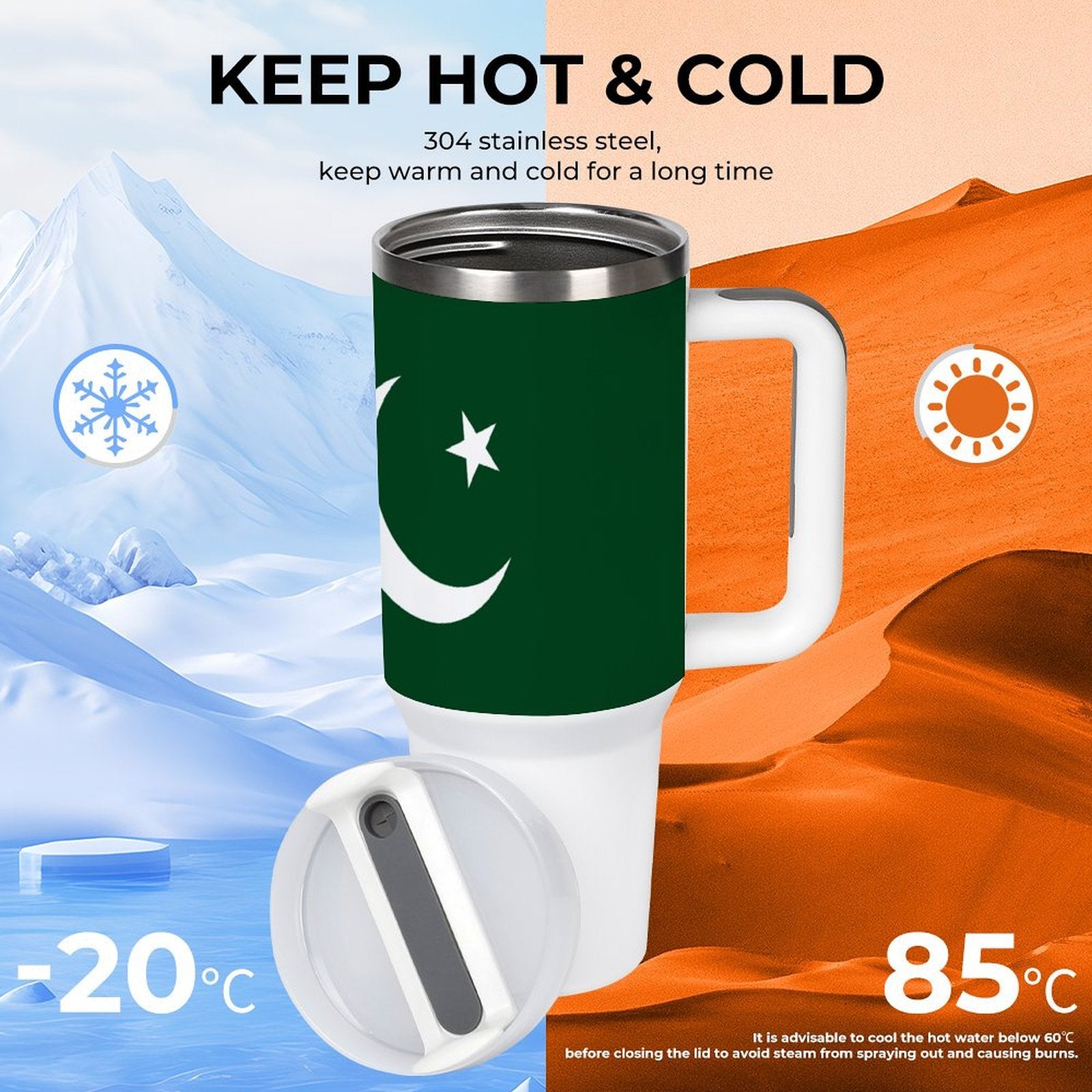 [Brand] travel mug keeps beverages hot or cold efficiently.