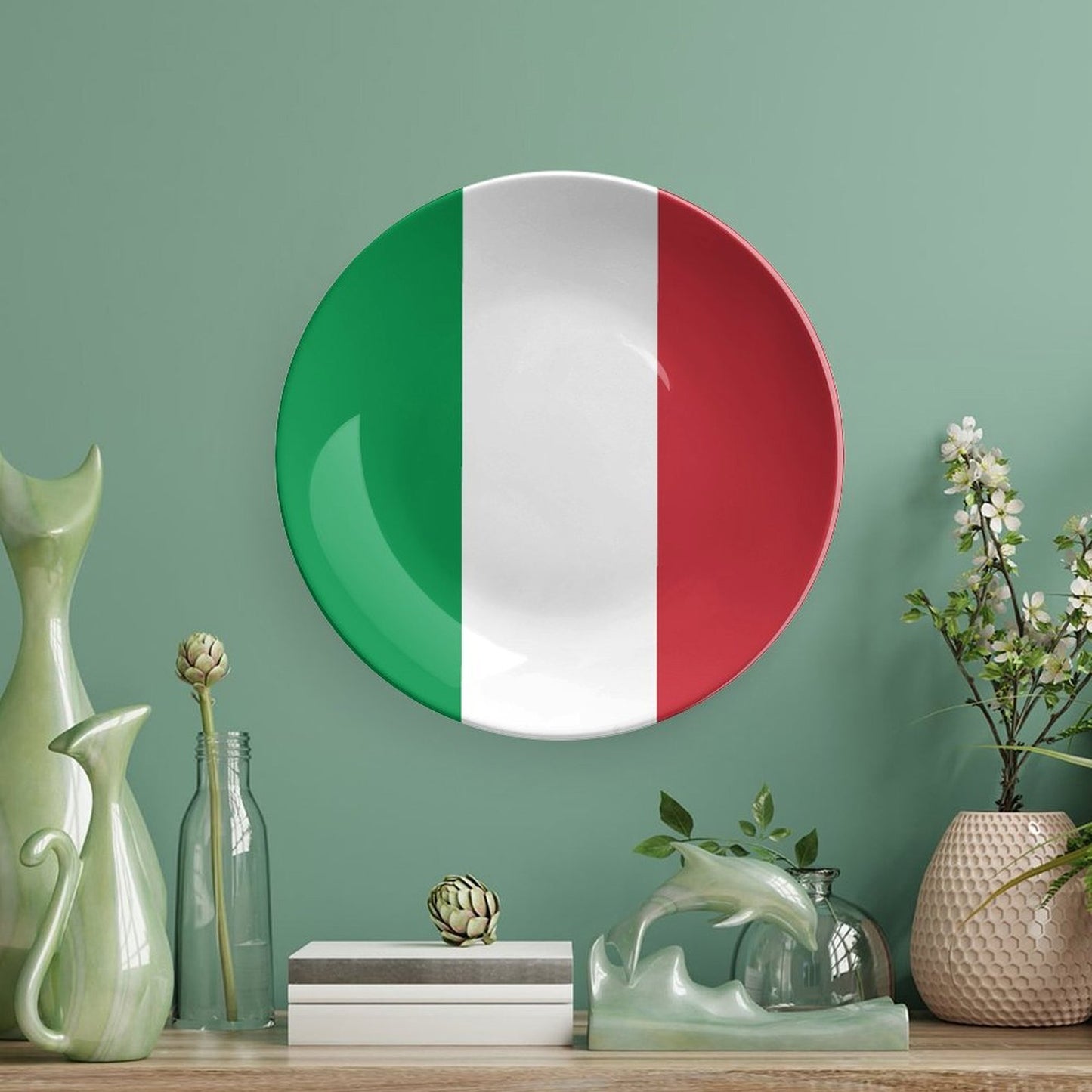 Italy Flag Inspired Bone China Decorative Plate