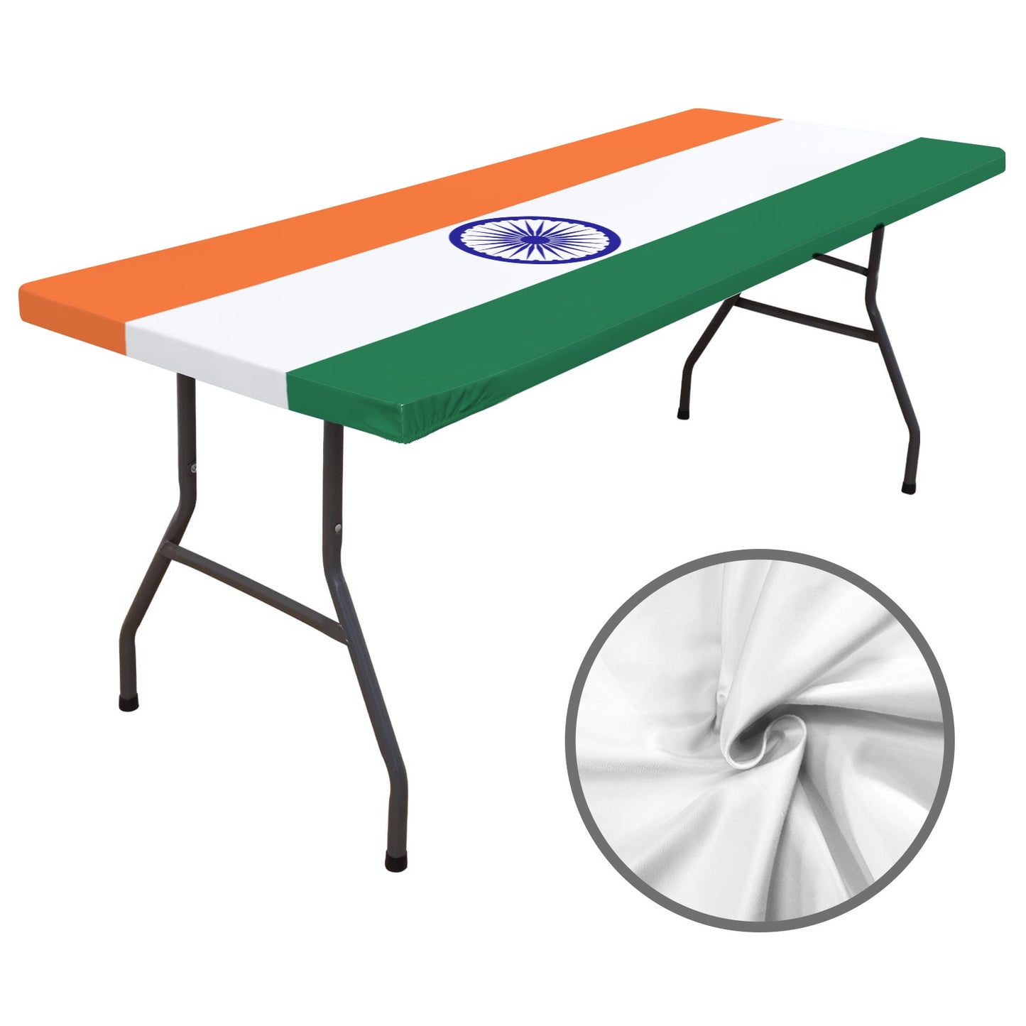 India Flag Inspired Custom Elastic Fitted Tablecloth 72x30 inch (Made in the USA)