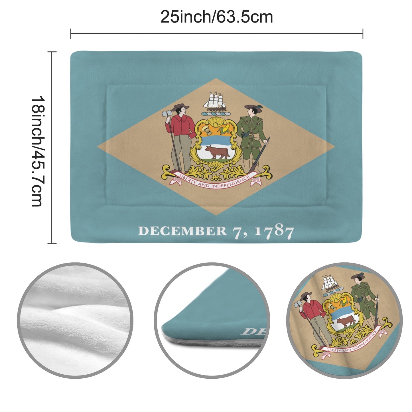 Delaware Flag Inspired Pet Mat 25x18inch (Made in the USA)