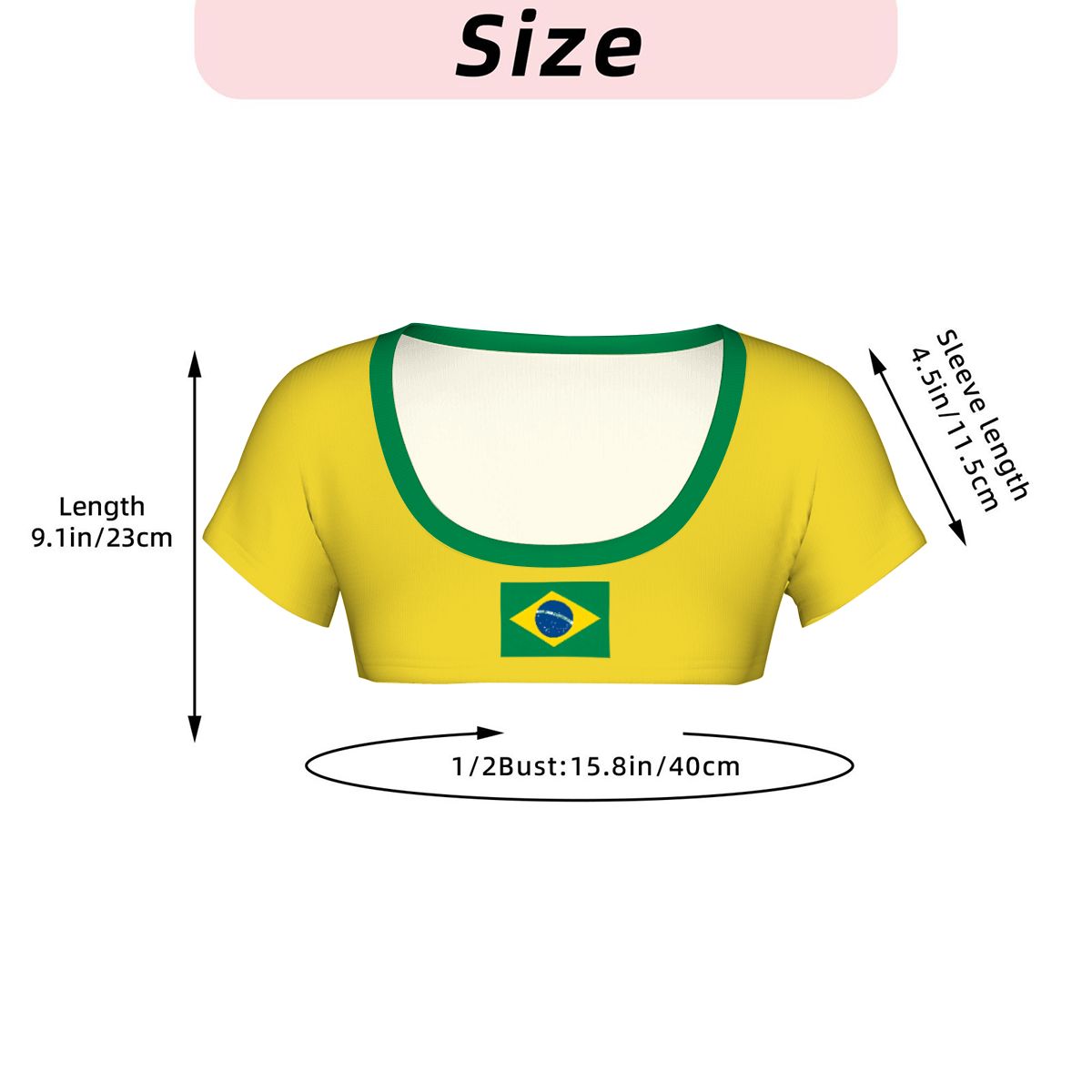 Brazil Flag Inspired Women's 1/2 Cut Short Sleeve T-Shirt