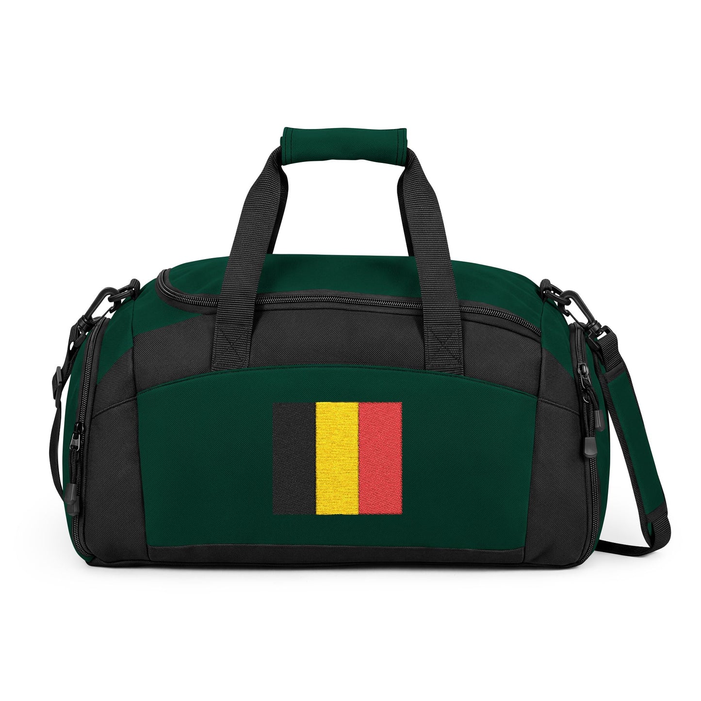 Belgium Flag Gym Bag — Black Duffle with Embroidered Belgium Flag