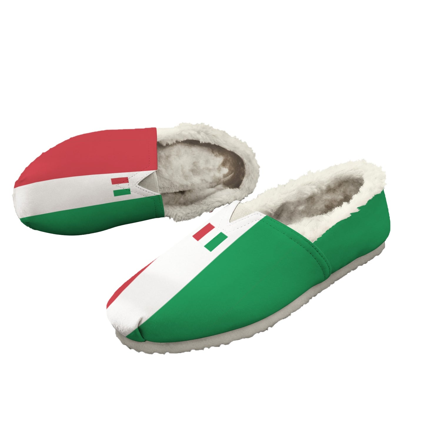 Italy Flag Inspired Women's Fleece-Lined Canvas Slip-On