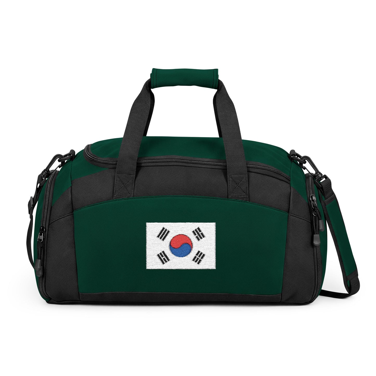 South Korea Flag Gym Bag — Black Duffle with Embroidered South Korea Flag