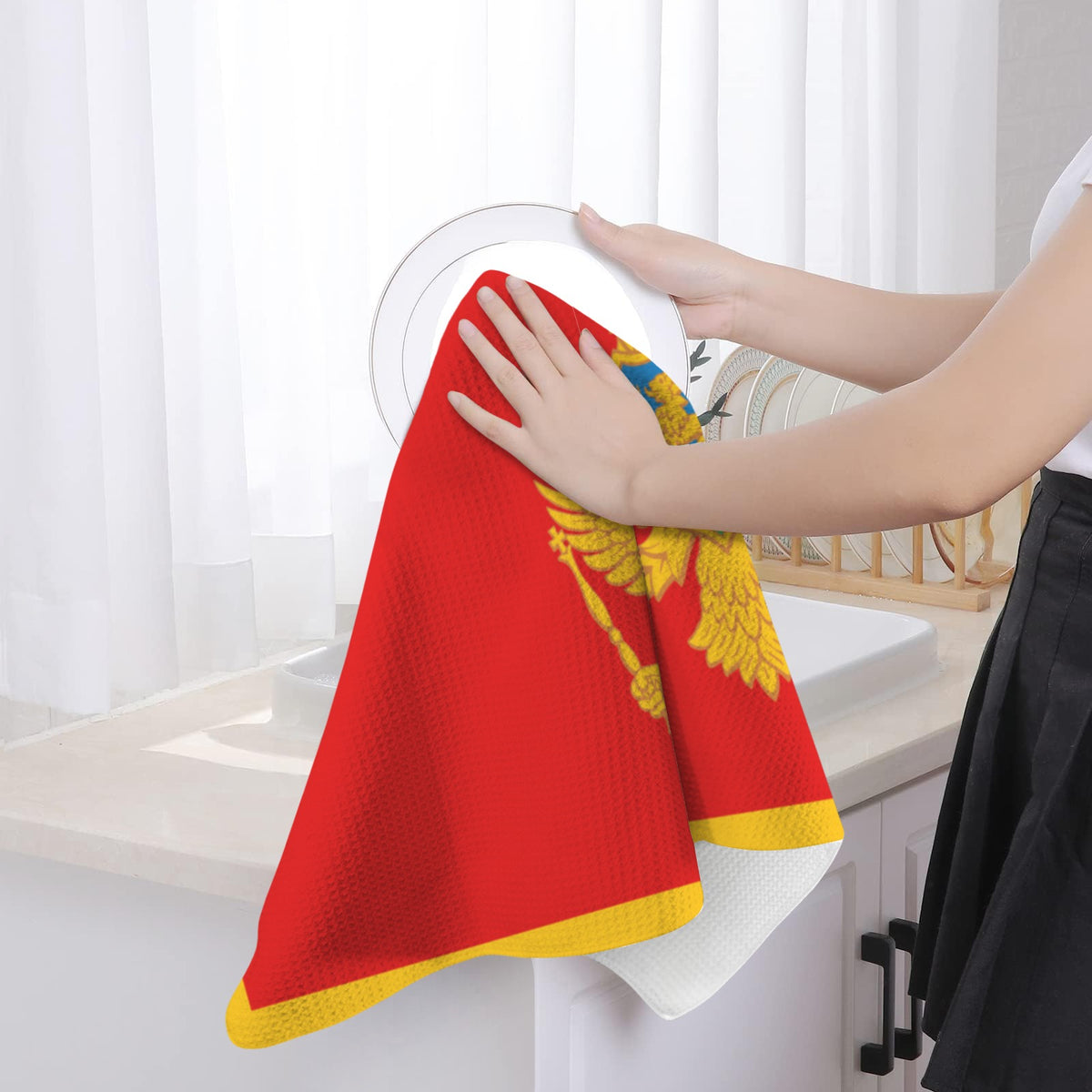 Montenegro Flag Inspired Kitchen Towel 40X60cm (Pack of 2) | Printed In the USA
