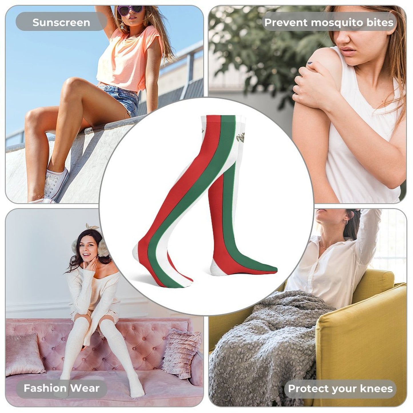 Mexico Flag Inspired Trendy Stockings (Long)