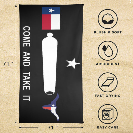 Texas Flag Inspired Come and Take It Flag Beach Towel 31"x71" (Made in USA)