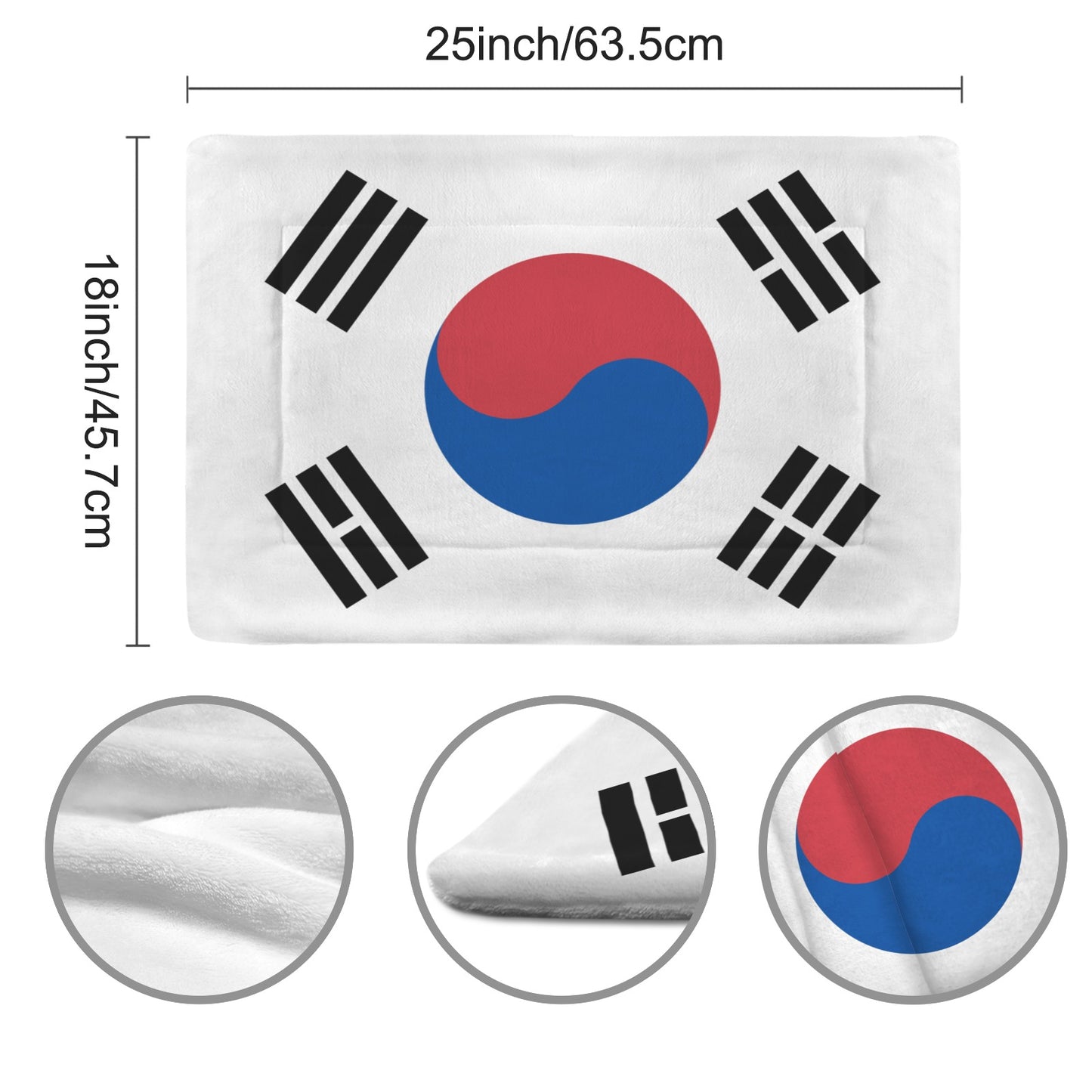 South Korea Flag Inspired Pet Mat 25x18inch (Made in the USA)