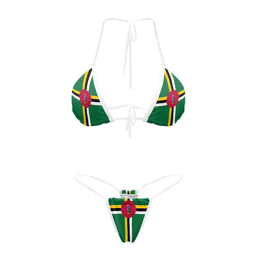 Dominica Flag Inspired Transparent String Bikini