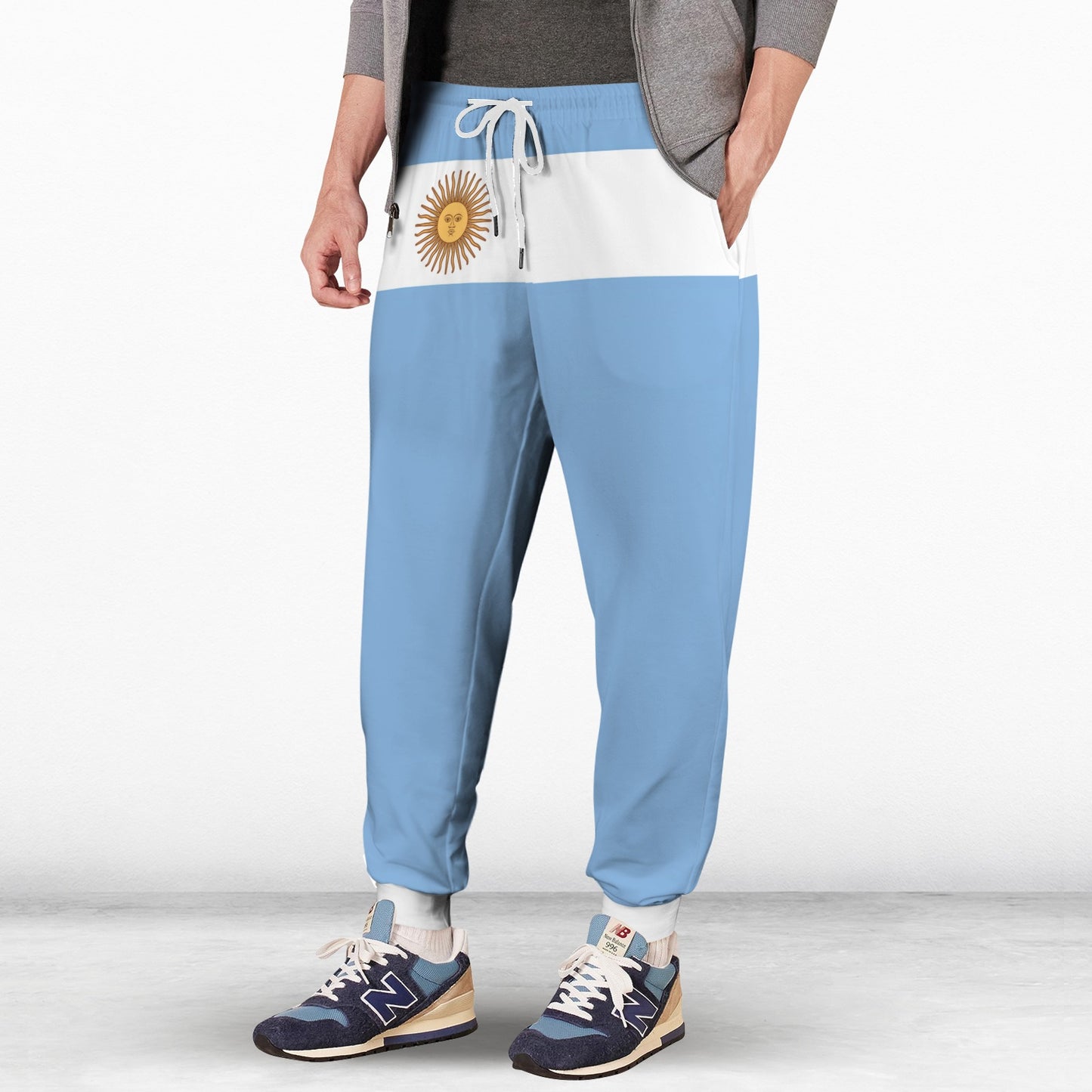 Argentina Flag Inspired Men's Fleece Casual Sweatpants