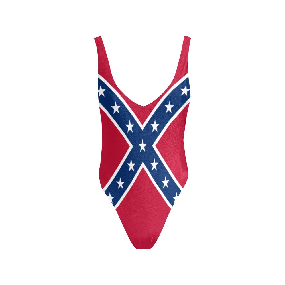 Confederate States Battle Flag Inspired Women’s Backless One-Piece Swimsuit