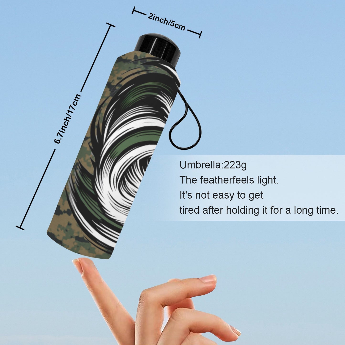Thin Green Line Flag Inspired Eagle on Digital Camo Mini Compact Umbrella