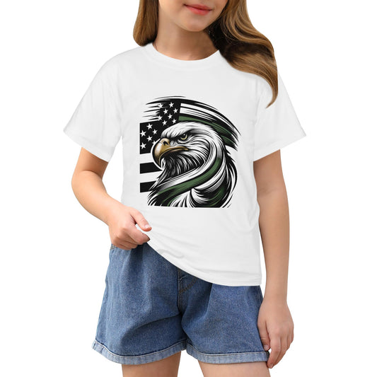 Thin Green Line Flag Eagle Girls T-Shirt Made in the USA