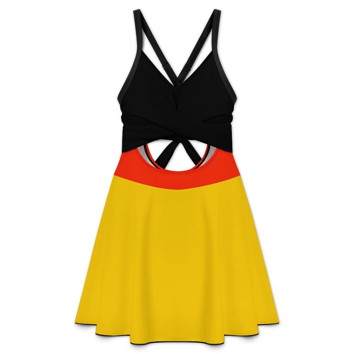 Germany Flag Inspired Women's V-neck One-piece Swimsuit with Cutout
