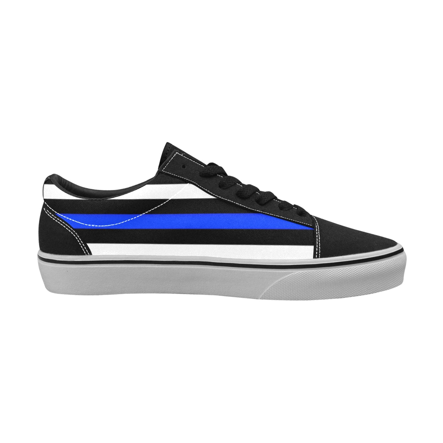 Thin Blue Line Flag Inspired Men's Lace-Up Canvas Shoes