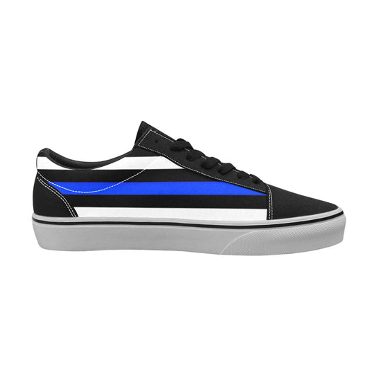 Thin Blue Line Flag Inspired Men's Lace-Up Canvas Shoes