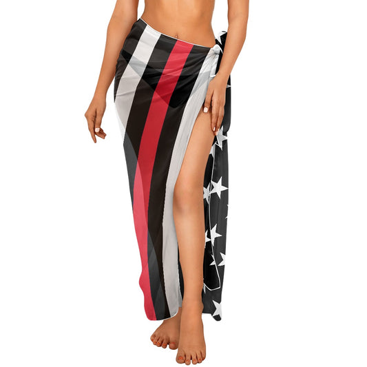 Thin Red Line Flag Inspired Bikini Cover-Up Style-1