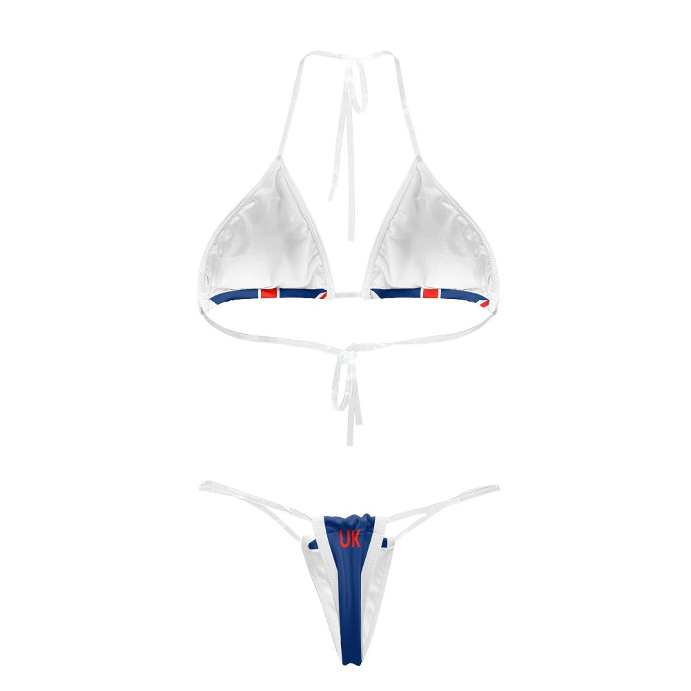 UK/Great Britain Flag Inspired Transparent String Thong Bikini