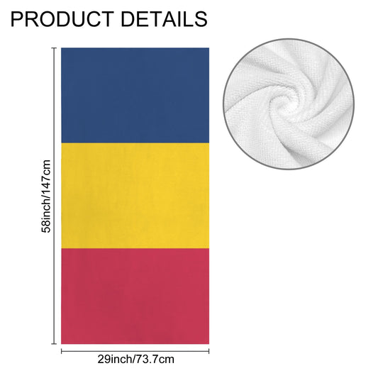 Chad Flag Inspired Custom Bath Towel 29"x58"(Made in USA)