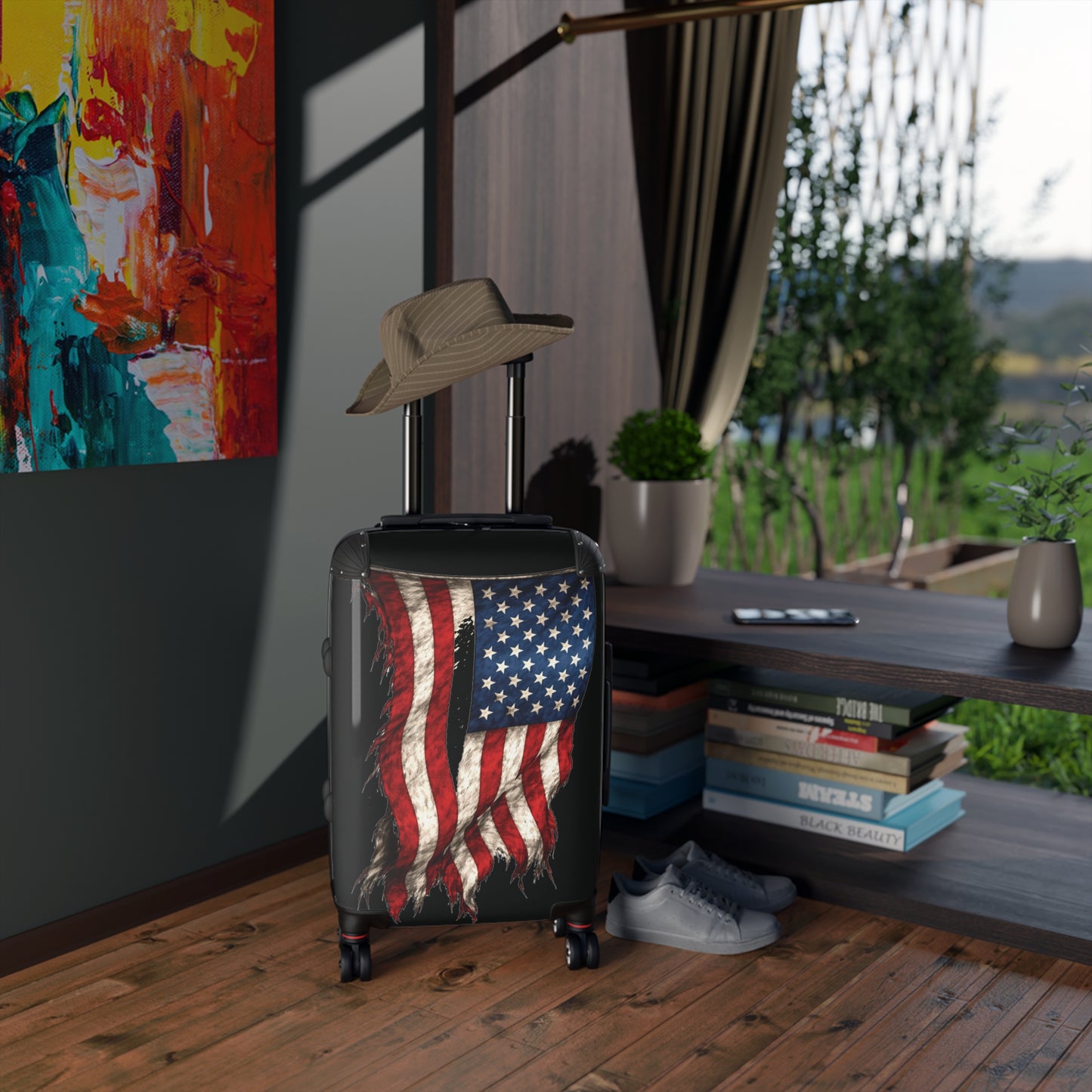 Tattered USA/American Flag Inspired Suitcase