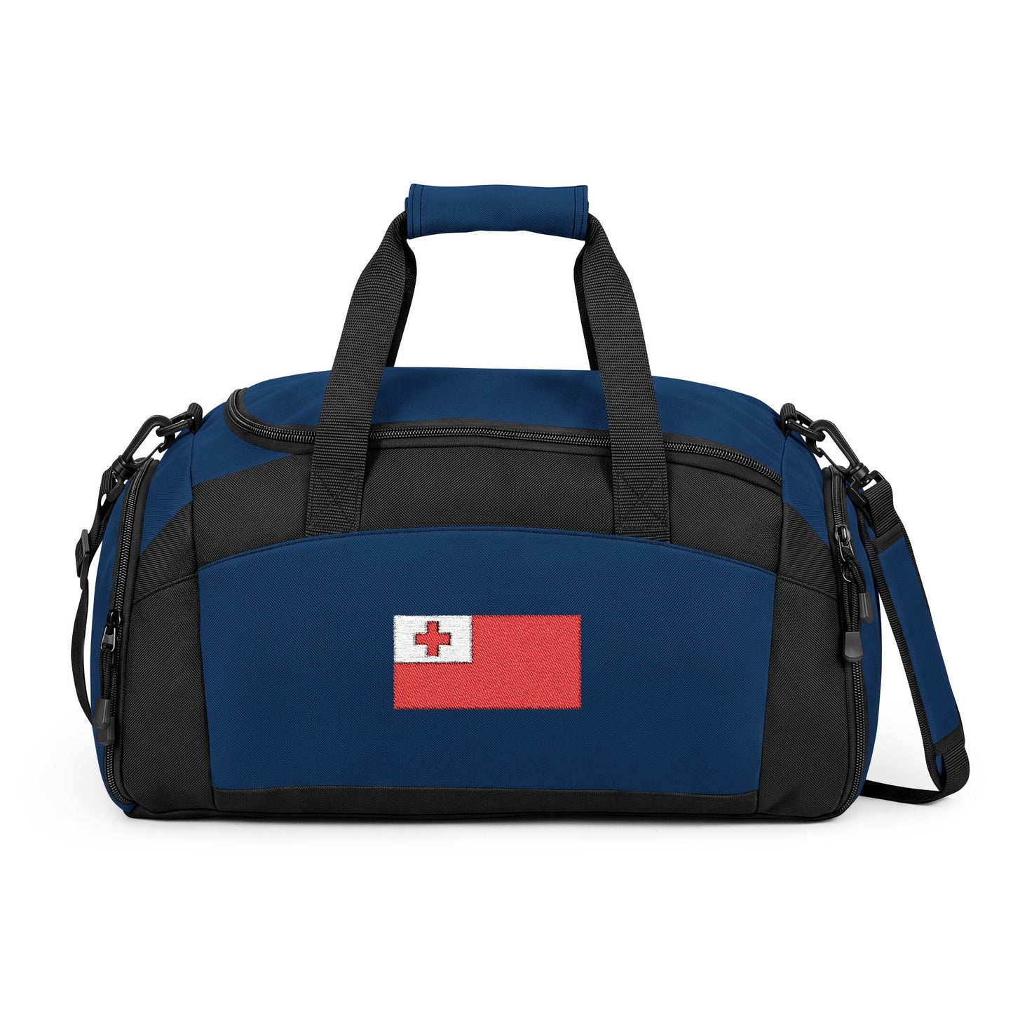 Tonga Flag Gym Bag — Black Duffle with Embroidered Switzerland Flag