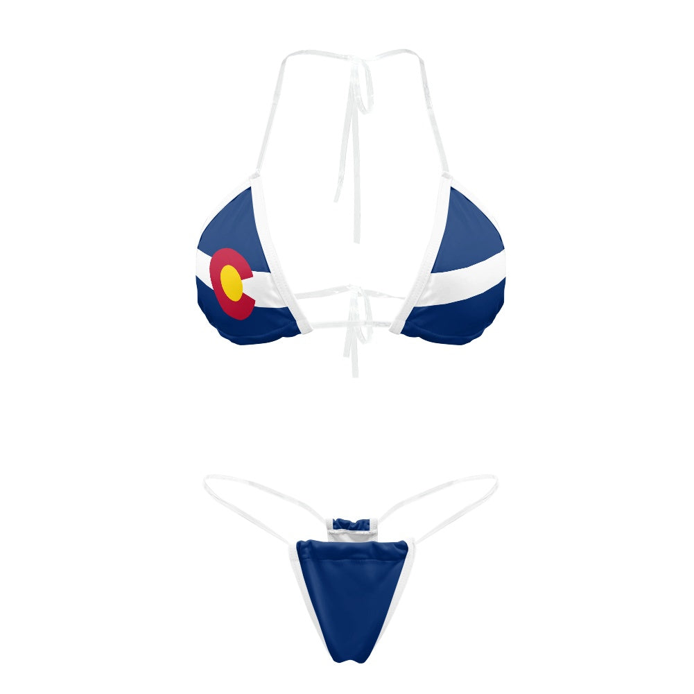 Colorado Flag Inspired Transparent String Thong Bikini