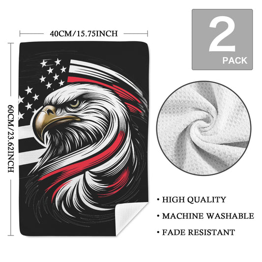 Thin Red Line Flag Inspired Eagle Kitchen Towel 40X60cm (Pack of 2) (Made in the USA)