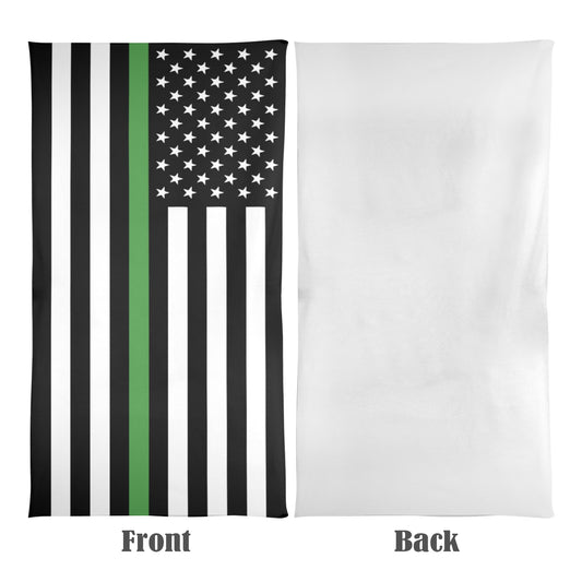 Thin Green Line Flag Beach Towel 31"x71" (Made in USA)