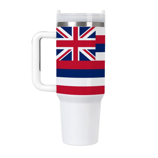 40 oz Stainless Steel Tumbler with Hawaii State Flag Design - Made in USA
