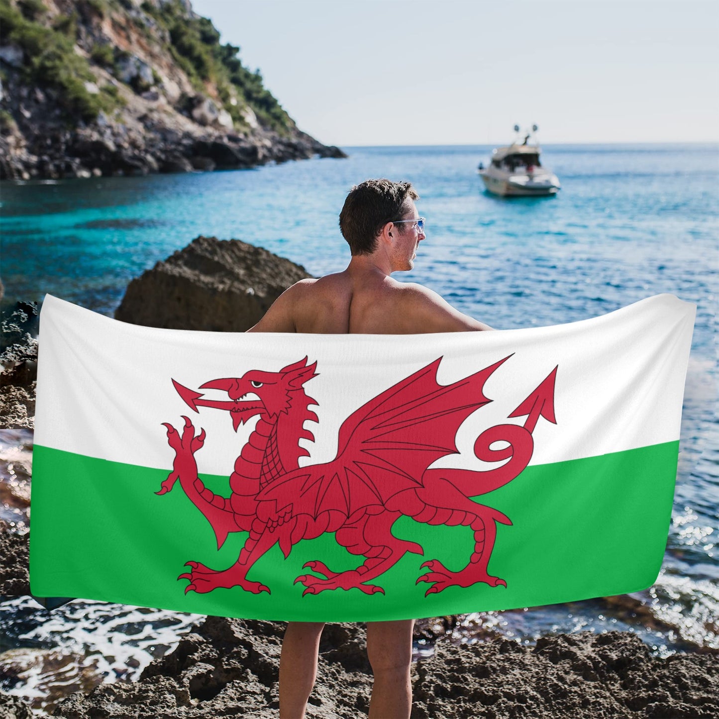 Wales Flag Beach Towel 31"x71" (Made in USA)