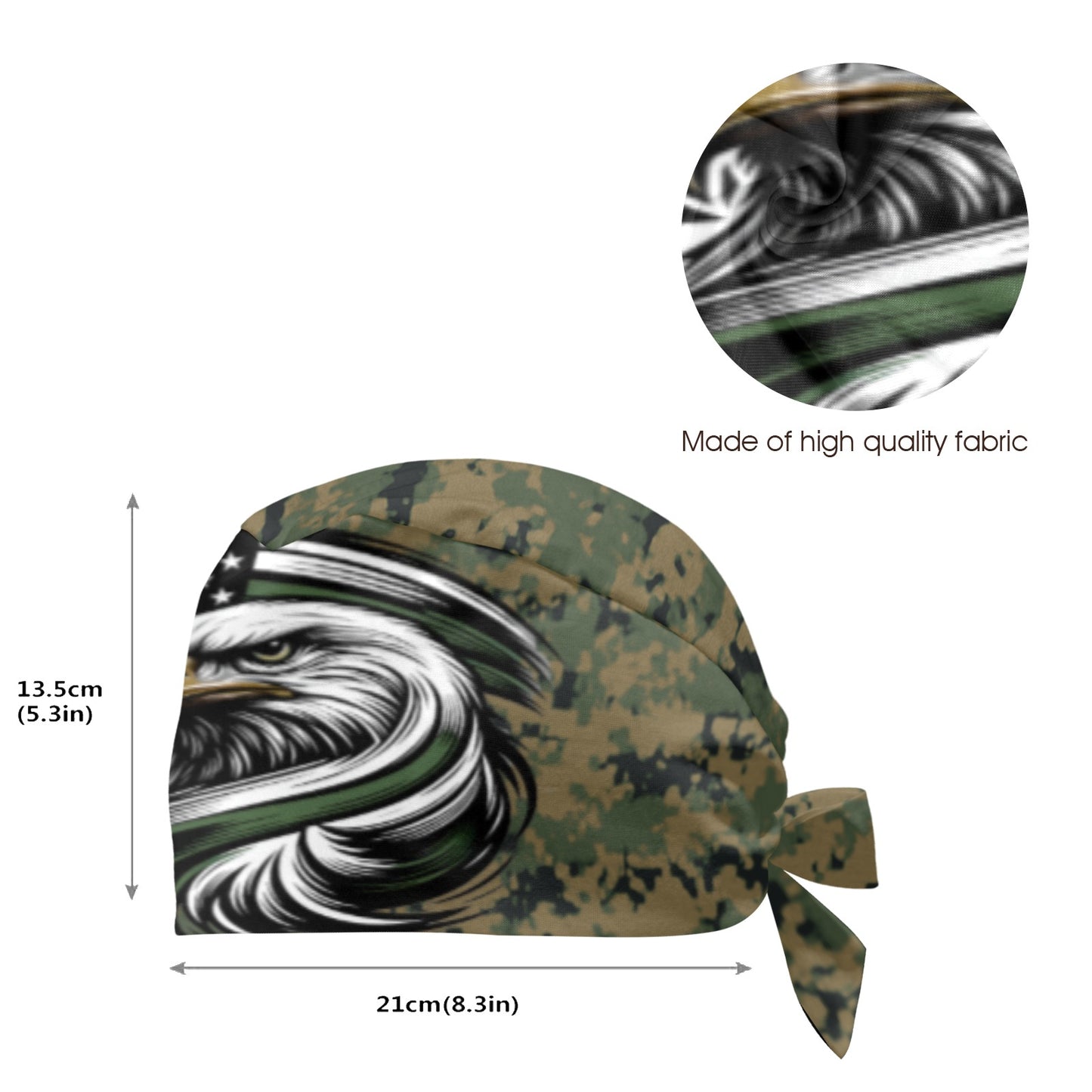 Thin Green Line Flag Inspired Eagle on Digital Camo Scrub Cap | Ships from USA