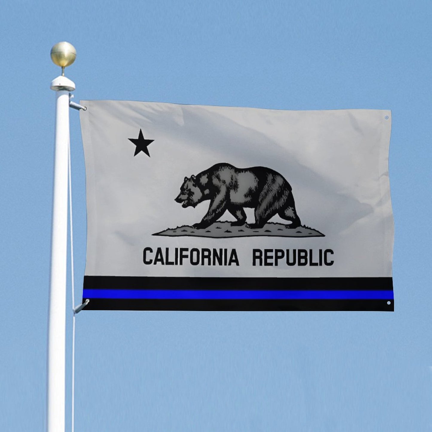 California Thin Blue Line Flag Inspired Wall Mount Flag with Four Grommets (35x59 in)